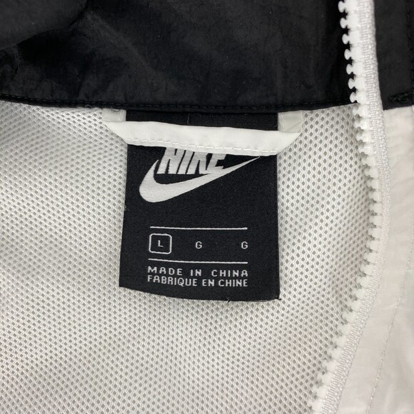 Nike Black White Y2K Full Zip Long Sleeve Windbreaker Size Large - Picture 5 of 9